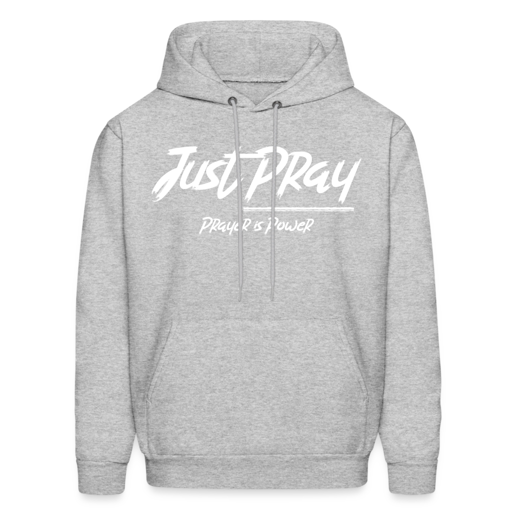 Just Pray (White Letters) Hoodie - heather gray